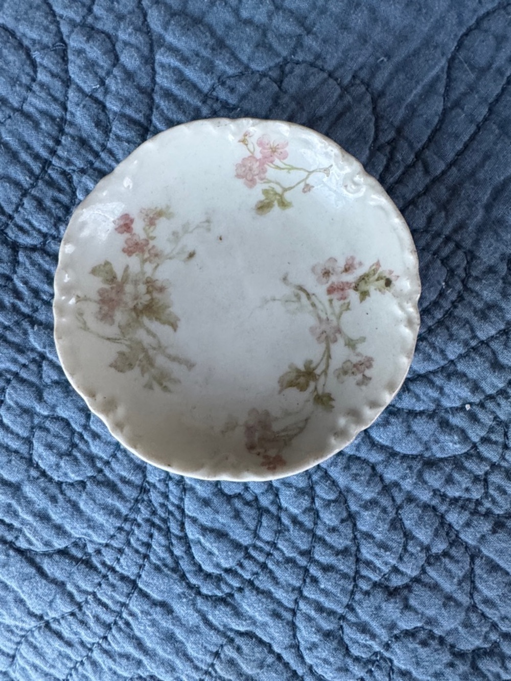 Vintage Haviland France Floral Porcelain Butter Pat Plate - Pink Floral Design
